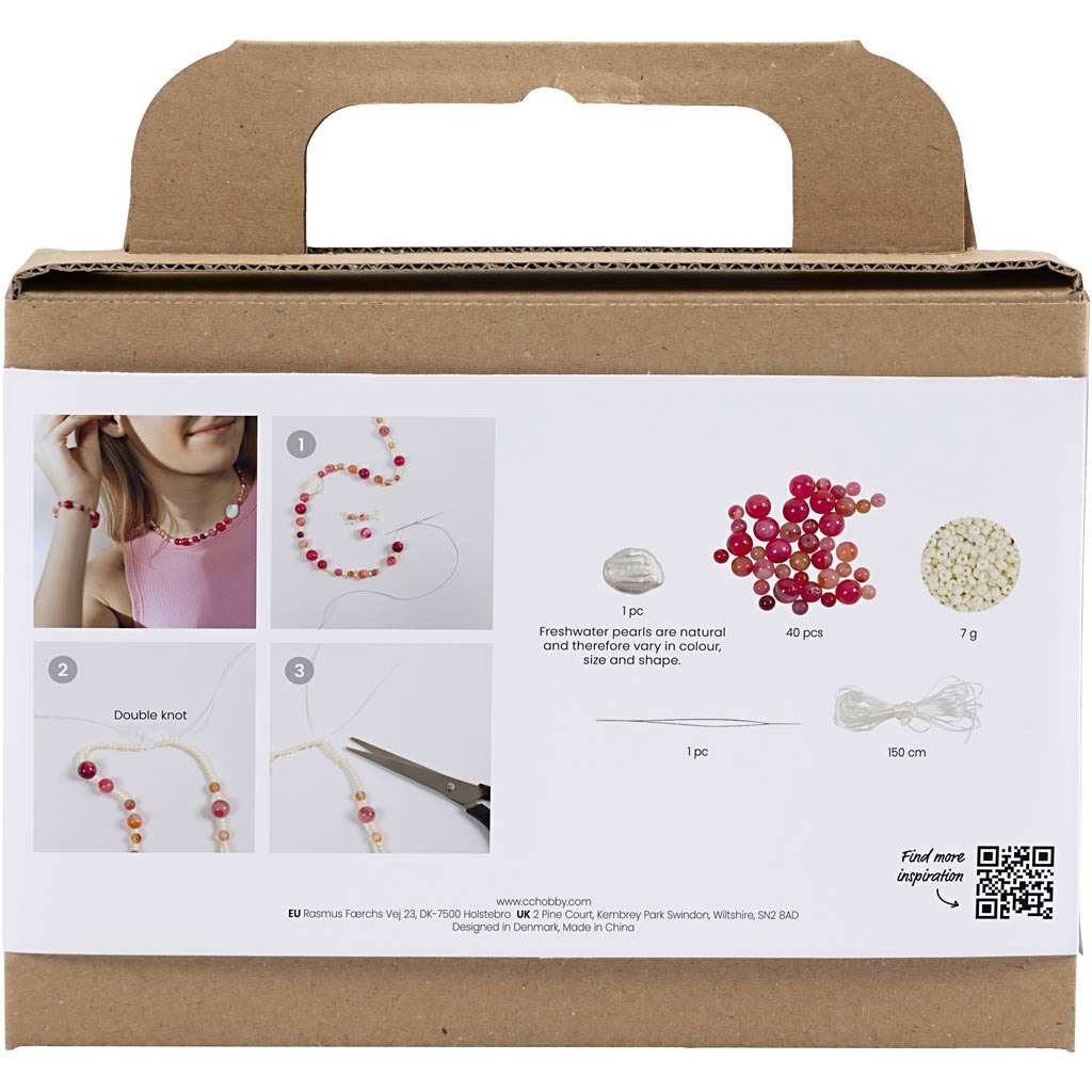 Creativ Company Https: www.cchobby.nl mini-hobbyset-sieraden-halsketting-en-armband-roze-1-doos