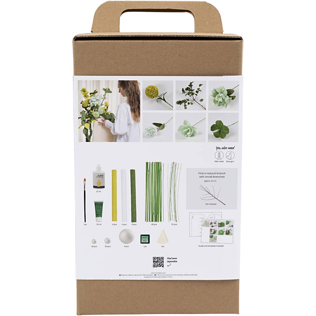 Creativ Company Https: www.cchobby.nl maxi-hobbyset-crepepapier-bloemenboeket-lichtgroen-donkergroen-pastel-groen-wit-1-doos