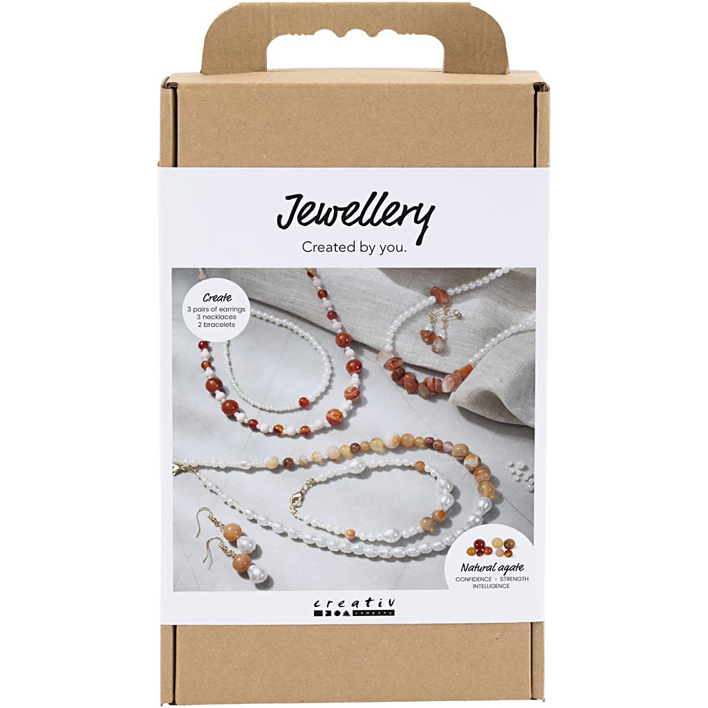 Creativ Company Https: www.cchobby.nl hobbyset-sieraden-beige-burnt-orange-wit-parelmoer-1-doos