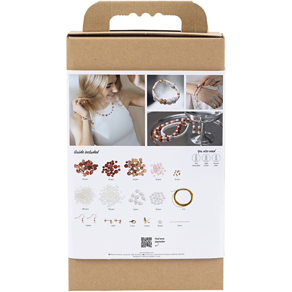 Creativ Company Https: www.cchobby.nl hobbyset-sieraden-beige-burnt-orange-wit-parelmoer-1-doos