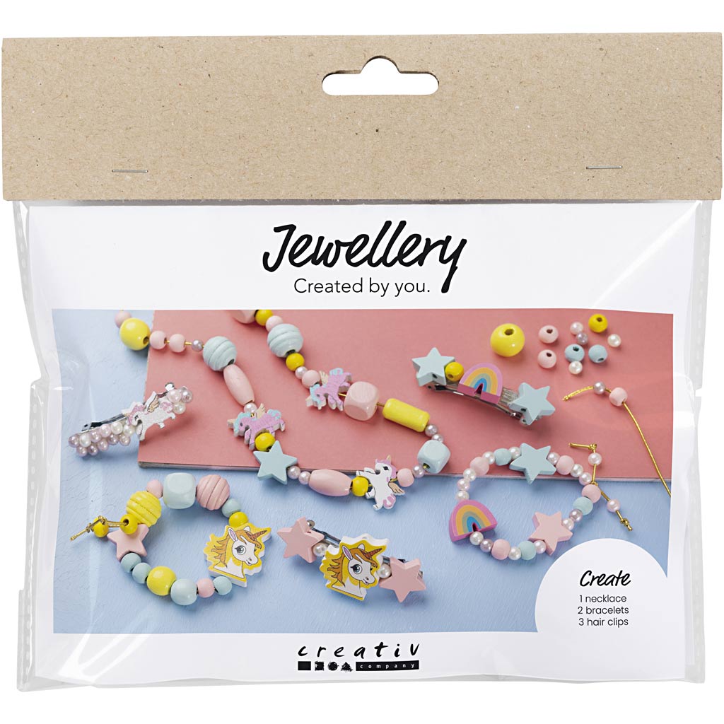 Creativ Company Https: www.cchobby.nl mini-hobbyset-sieraden-halsketting-armbanden-oorbellen-lichtblauw-lichtrood-geel-1-doos