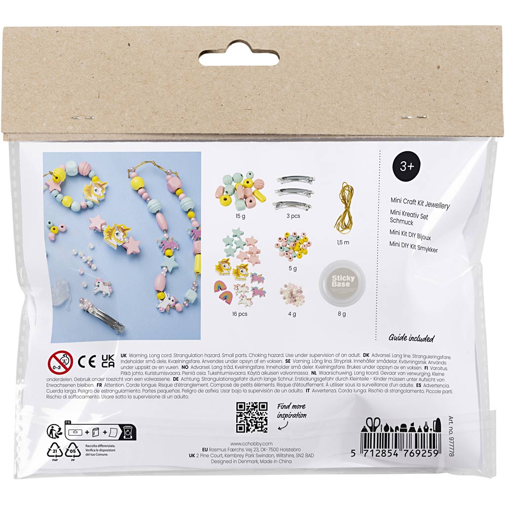 Creativ Company Https: www.cchobby.nl mini-hobbyset-sieraden-halsketting-armbanden-oorbellen-lichtblauw-lichtrood-geel-1-doos