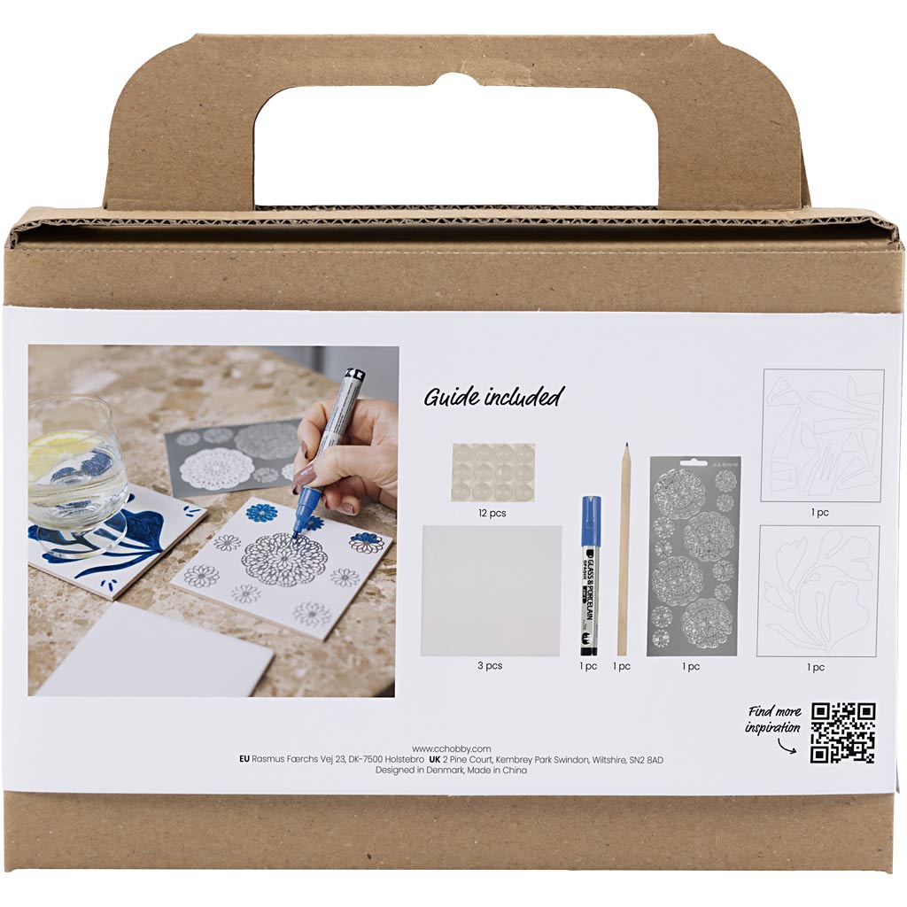Creativ Company Https: www.cchobby.nl mini-hobbyset-decoratie-porseleinen-onderzetters-blauw-1-doos