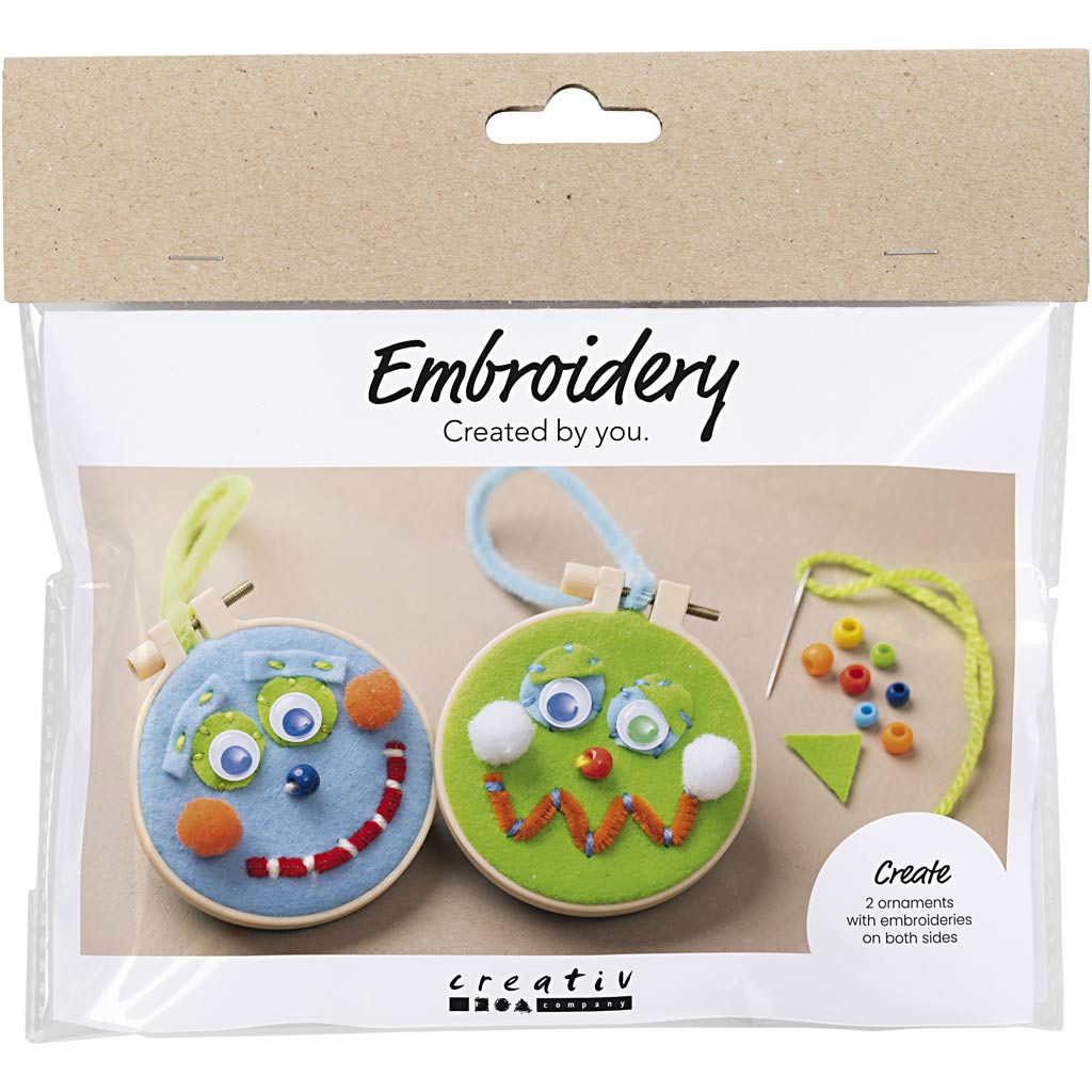 Creativ Company Https: www.cchobby.nl mini-hobbyset-borduren-gezichtjes-blauw-groen-1-doos