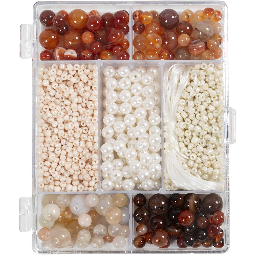 Creativ Company Https: www.cchobby.nl creatieve-box-sieraden-agaten-afm-2-6-10-mm-gatgrootte-0-8-1-8-mm-ca-1480-stuk-diverse-kleuren-1-doos