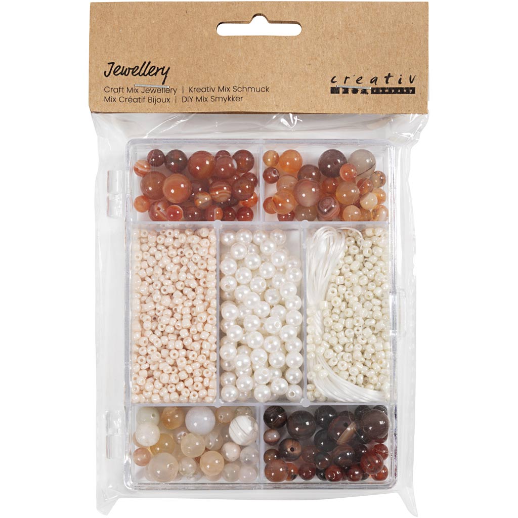 Creativ Company Https: www.cchobby.nl creatieve-box-sieraden-agaten-afm-2-6-10-mm-gatgrootte-0-8-1-8-mm-ca-1480-stuk-diverse-kleuren-1-doos