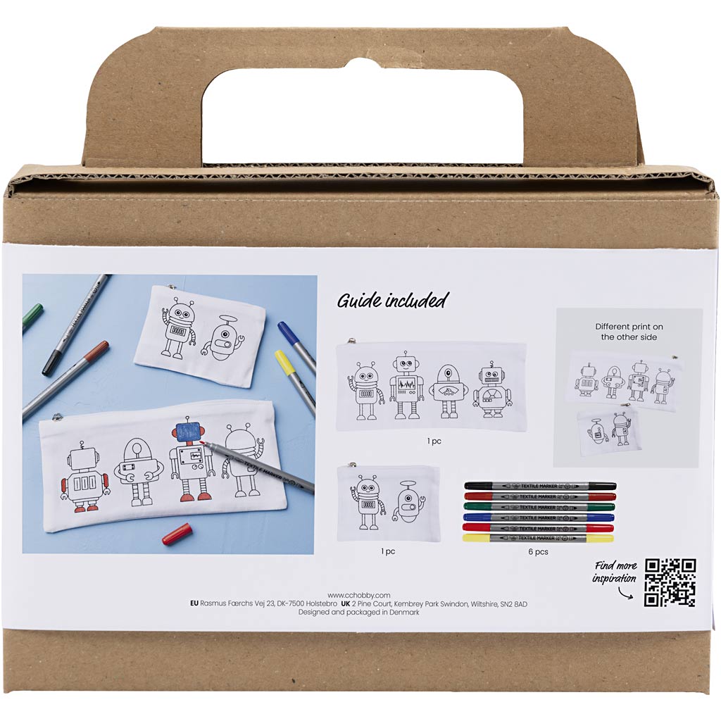 Creativ Company Https: www.cchobby.nl mini-hobbyset-textieldecoratie-robot-primair-kleuren-1-doos