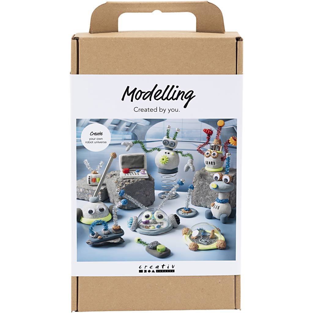 Creativ Company Https: www.cchobby.nl hobbyset-boetseren-robot-blauw-grijs-rood-verzilverd-1-doos