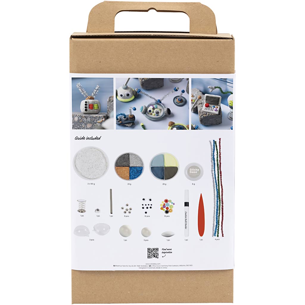 Creativ Company Https: www.cchobby.nl hobbyset-boetseren-robot-blauw-grijs-rood-verzilverd-1-doos