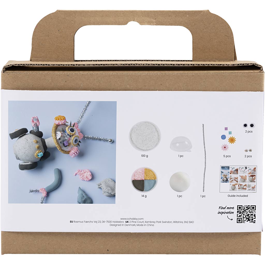 Creativ Company Https: www.cchobby.nl mini-hobbyset-boetseren-robot-grijs-roze-1-doos