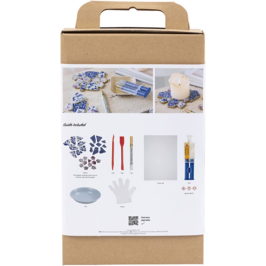 Creativ Company Https: www.cchobby.nl hobbyset-kintsugi-onderzetter-blauw-goud-lichtrood-wit-1-doos