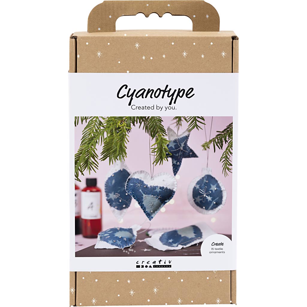 Creativ Company Https: www.cchobby.nl hobbyset-cyanotypie-kerstdecoraties-blauw-zilver-1-doos