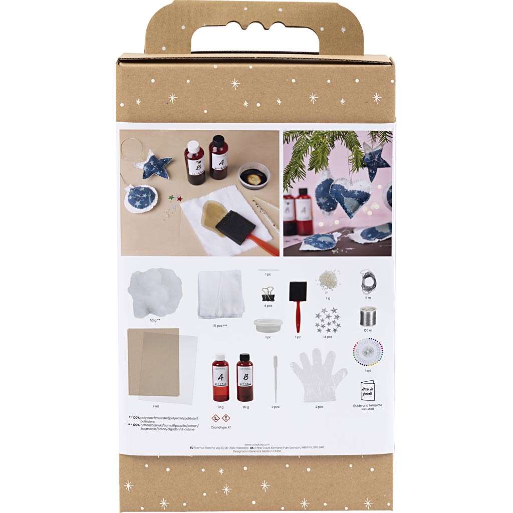 Creativ Company Https: www.cchobby.nl hobbyset-cyanotypie-kerstdecoraties-blauw-zilver-1-doos