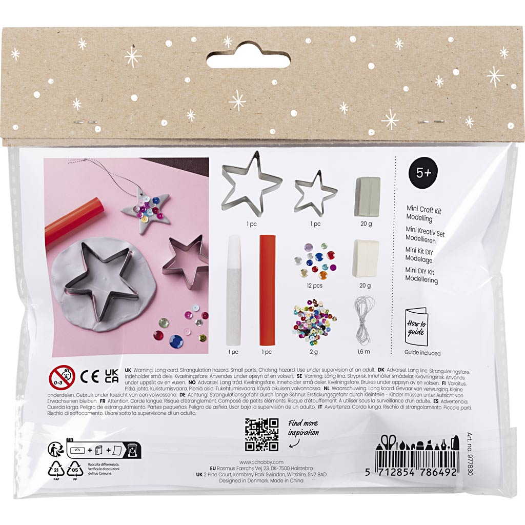 Creativ Company Https: www.cchobby.nl mini-hobbyset-boetseren-sterren-zilver-wit-1-doos