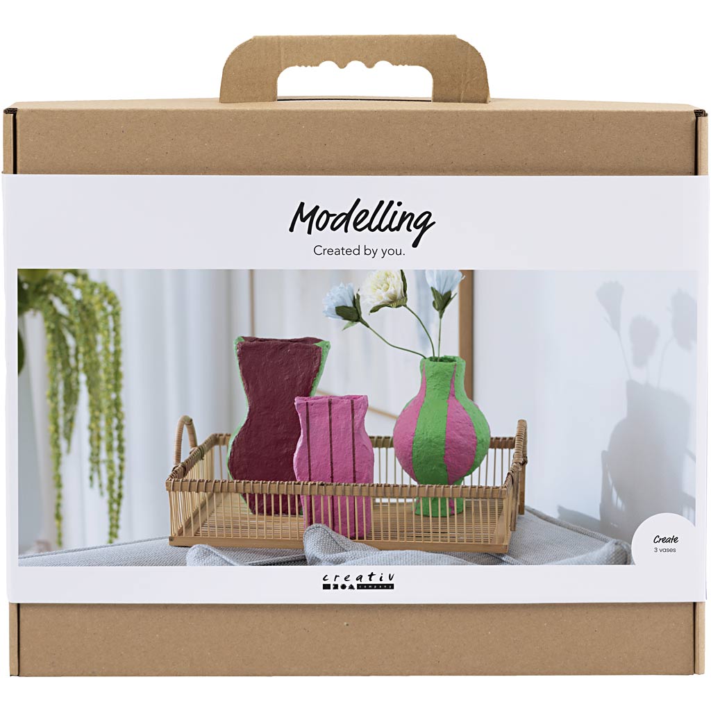 Creativ Company Https: www.cchobby.nl maxi-hobbyset-boetseren-vazen-van-papier-mache-diverse-kleuren-1-doos