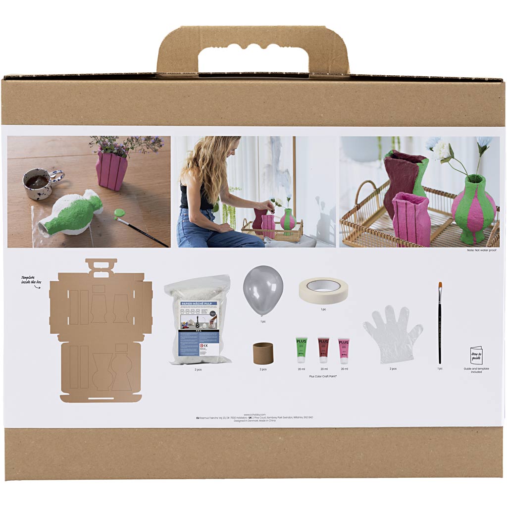 Creativ Company Https: www.cchobby.nl maxi-hobbyset-boetseren-vazen-van-papier-mache-diverse-kleuren-1-doos