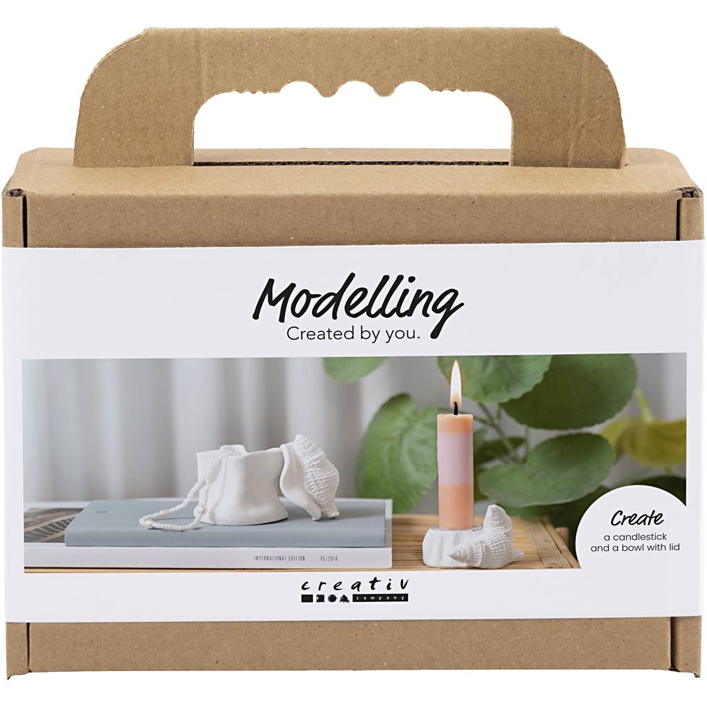 Creativ Company Https: www.cchobby.nl mini-hobbyset-boetseren-kandelaar-met-schelpen-off-white-1-doos