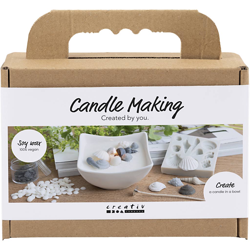 Creativ Company Https: www.cchobby.nl mini-hobbyset-kaarsen-maken-schelpen-grijs-off-white-1-doos