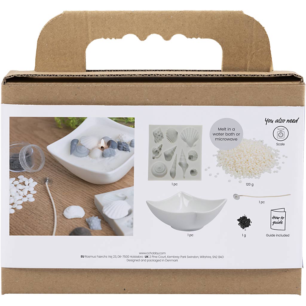 Creativ Company Https: www.cchobby.nl mini-hobbyset-kaarsen-maken-schelpen-grijs-off-white-1-doos