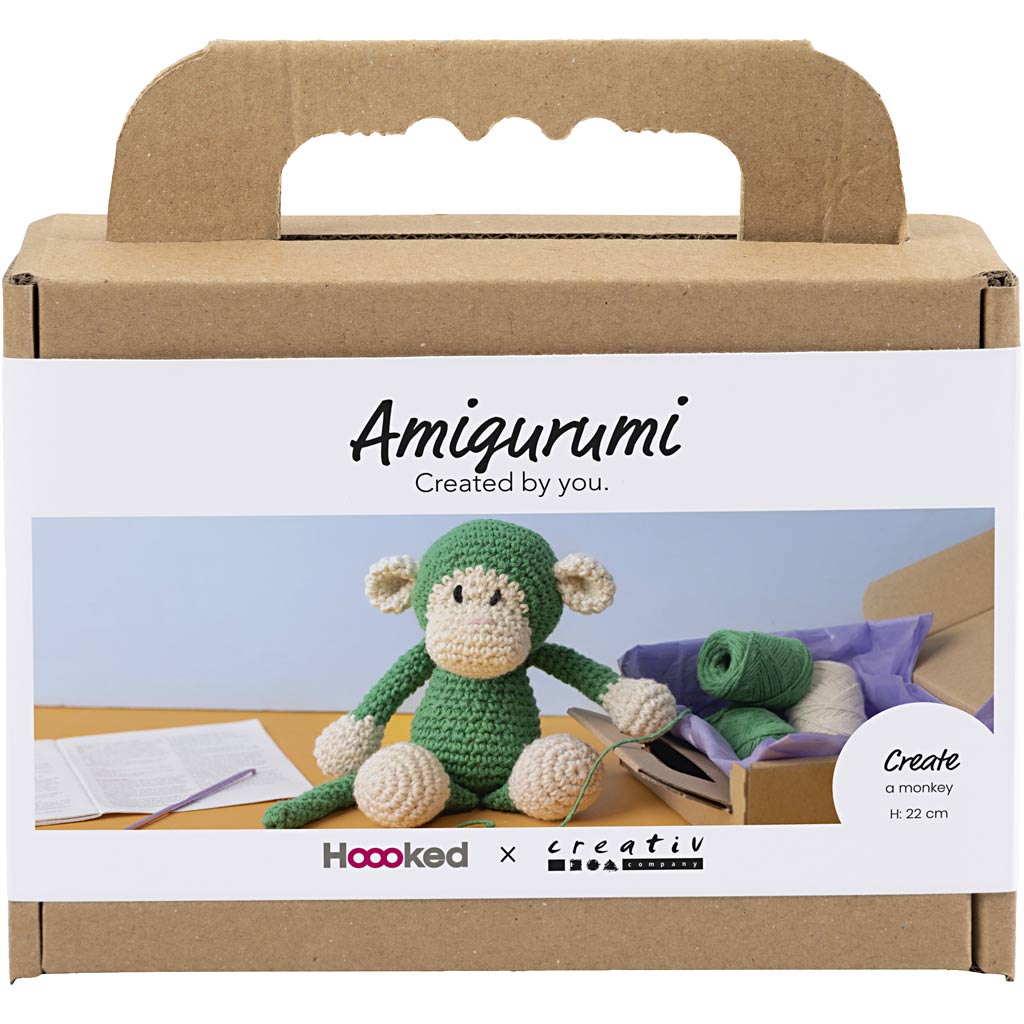 Creativ Company Https: www.cchobby.nl hobbyset-amigurumi-aap-groen-off-white-1-doos