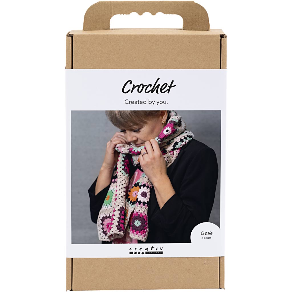 Creativ Company Https: www.cchobby.nl hobbyset-haken-sjaal-creme-warme-kleuren-1-doos