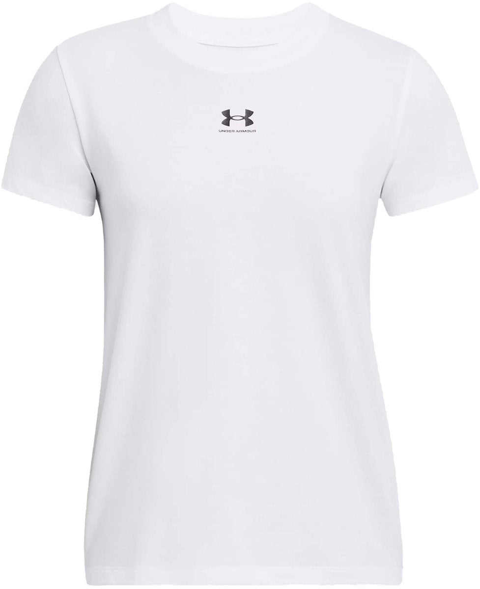 Under Armour ua rival core ss-wht dames sportshirt - wit - zwart