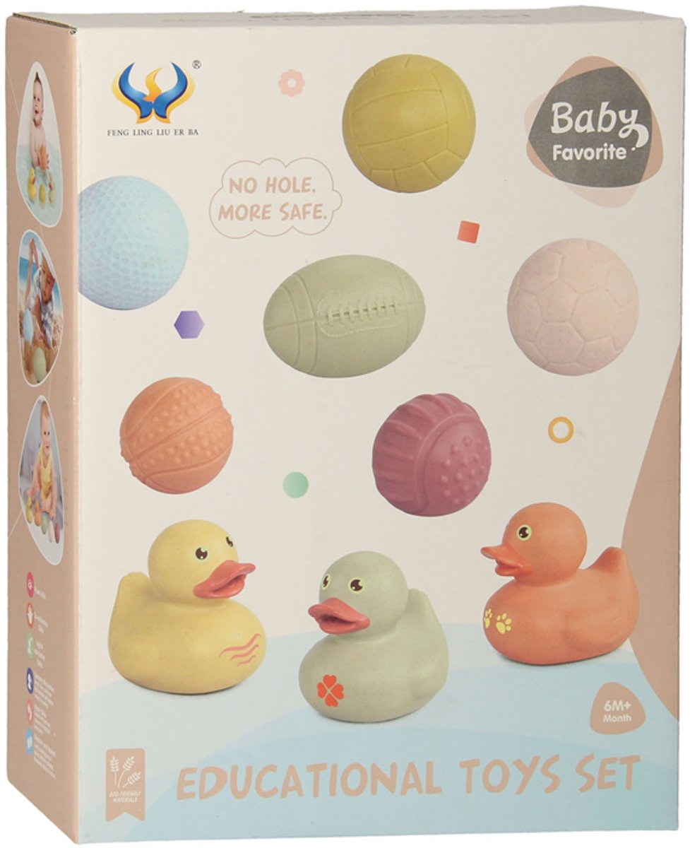 Lobbes Speelgoed BV Badspeelgoed set met sensorische badballen badeendjes pastel