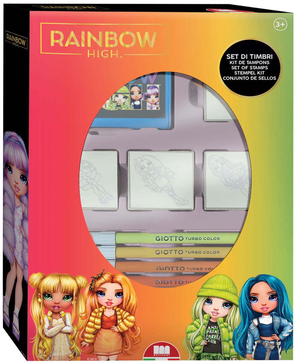 Multiprint Rainbow high stempelset met 4 stempels