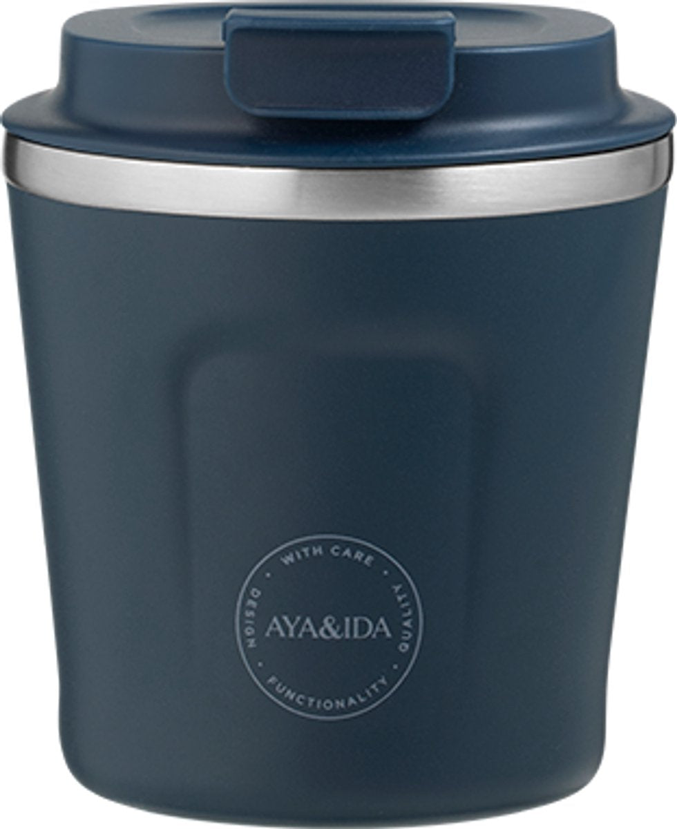 Aya Ida Aya ida - cup2go - koffiebeker - coffee to go - reisbeker - meenemen - 240ml - navy nieuw