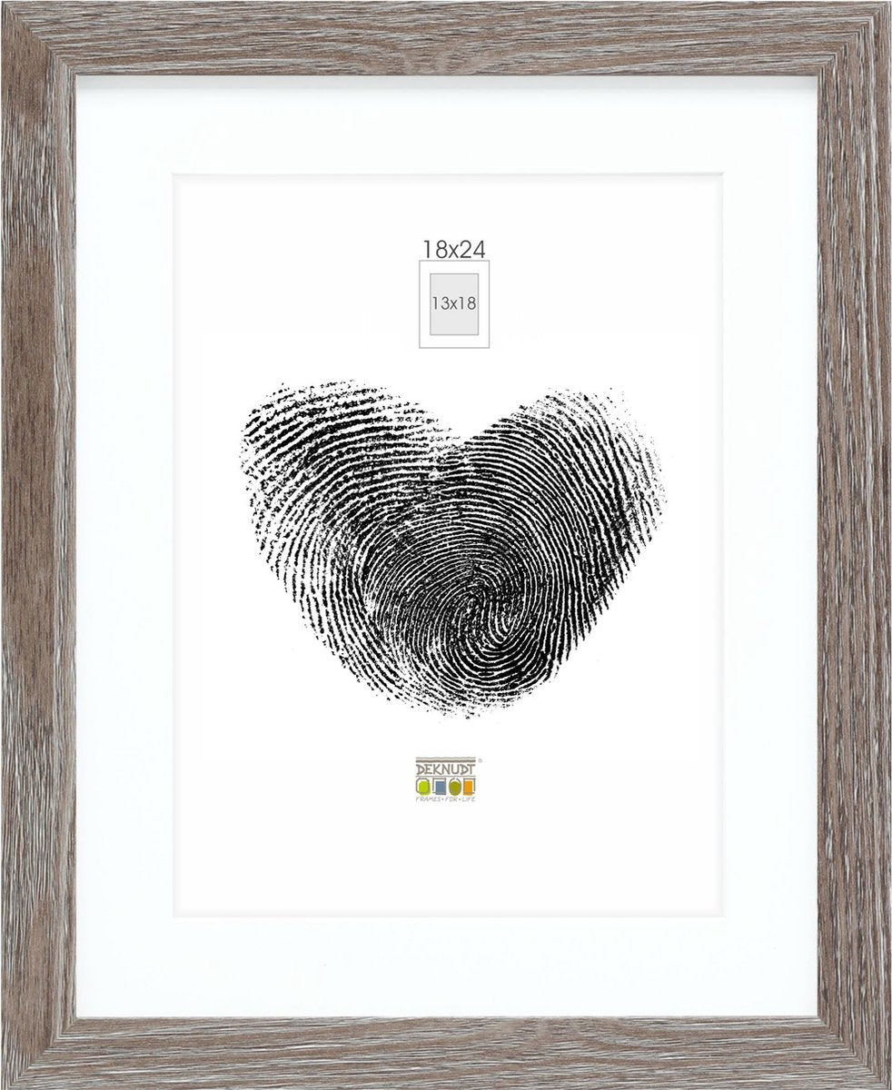 Deknudt Frames fotolijst - grijs met passe-partout - 13x18 18x24 cm