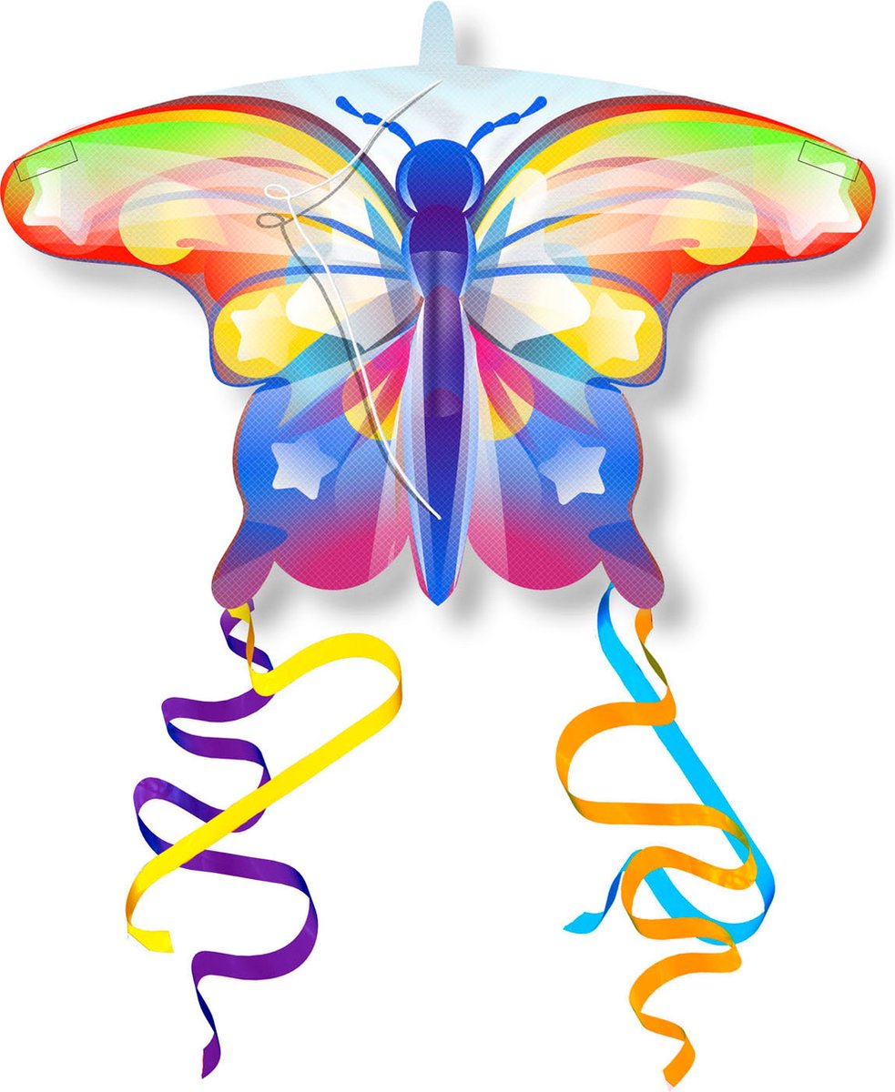 Kites Ready 2 Fly - pop-up mini nylon vlieger vlinder regenboog