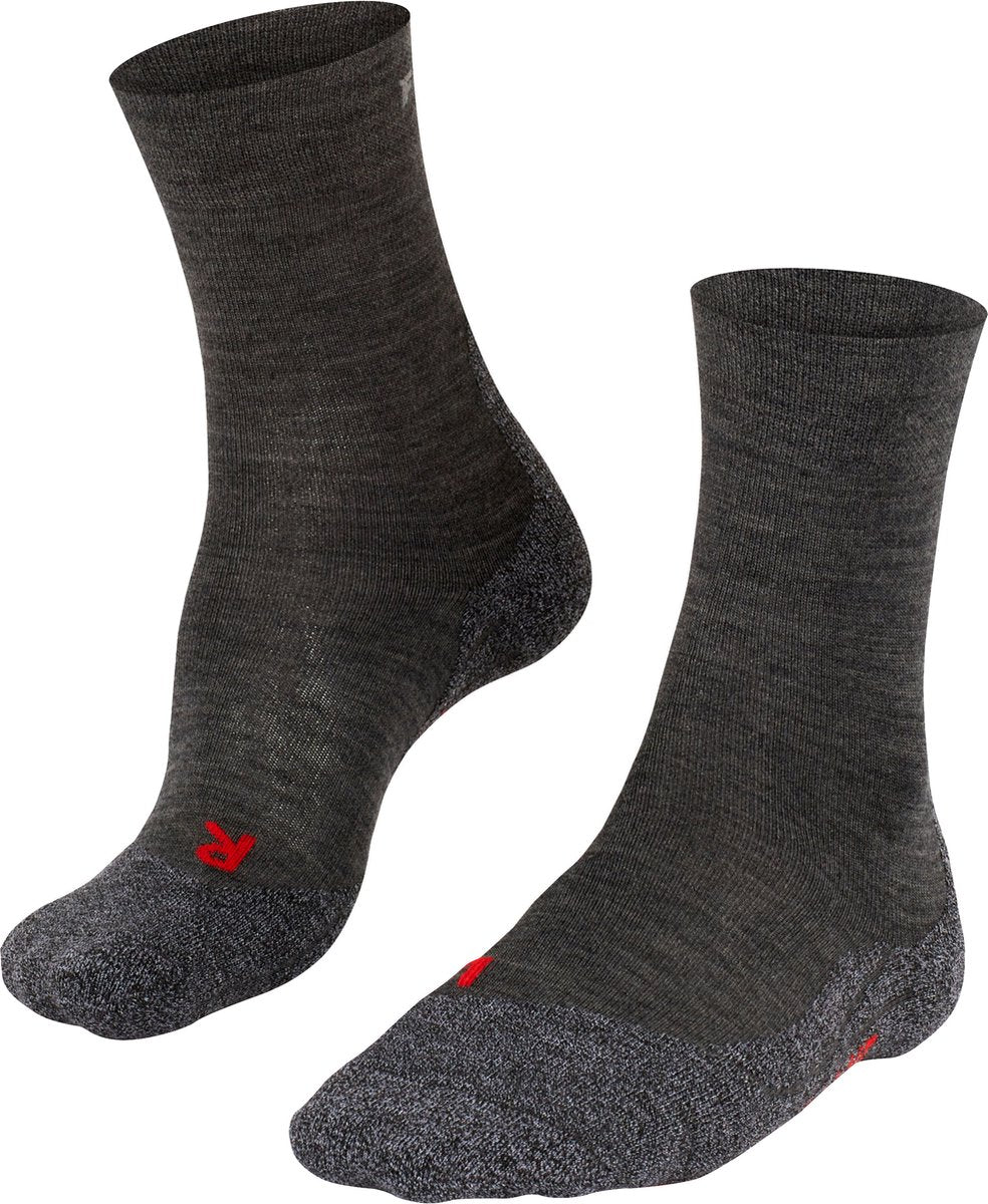 FALKE tk2 sensitive anti-blaar dik wol functioneel materiaal wandelsokken dames grijs - maat 37-38