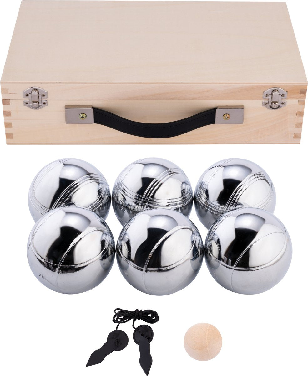 Engelhart Metalen jeu de boules - 6 ballen in houten kist - luxe set - pétanque - boules - metalen ballen - geschikt voor elke jeu de boules baan - longfield