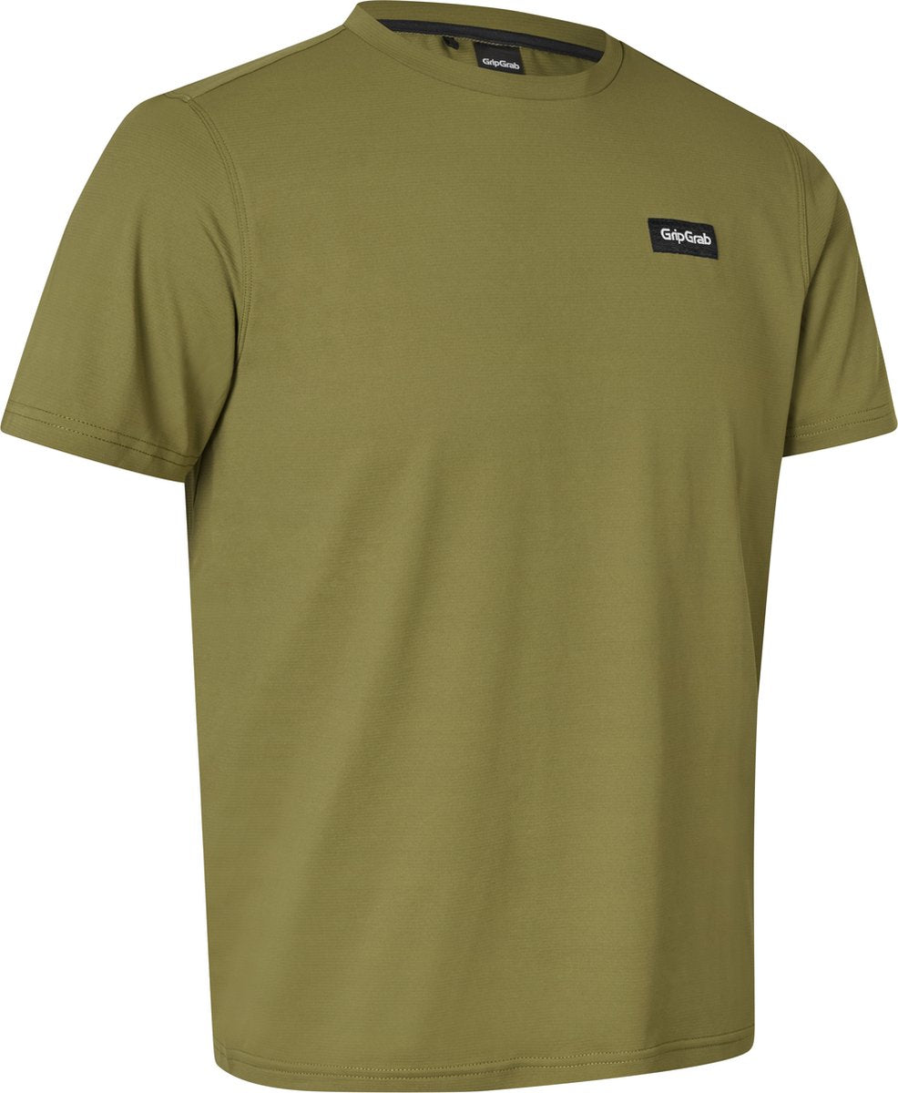GripGrab - explr technical t-shirt korte mouwen zomer sportshirt met polygiene anti-geur behandeling - olijf groen - heren - maat m