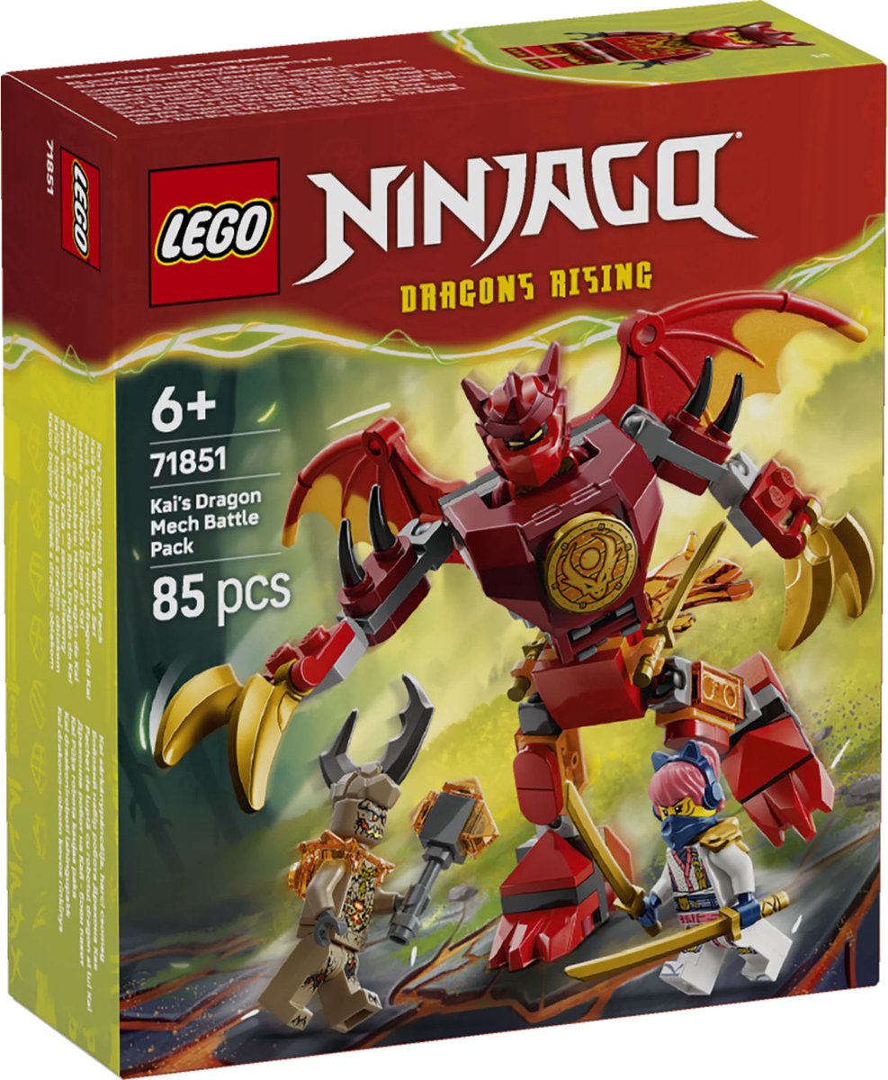 LEGO ® ninjago® kai's drakenmecha strijdpakket - mechaspeelgoed - speelset met 3 minifiguren - 71851