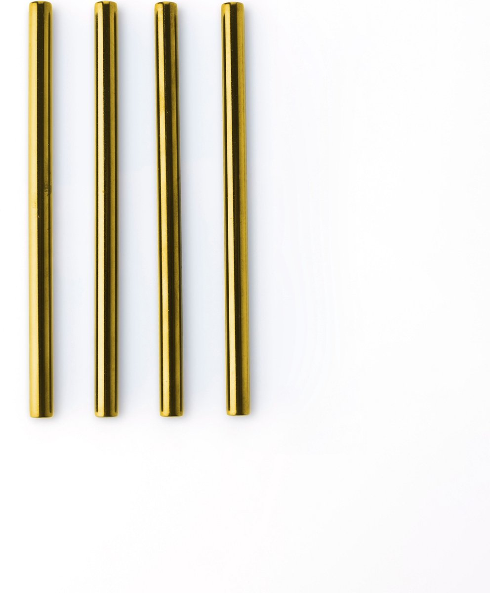 Point-Virgule - cocktailrietjes - set van 4 - rvs - goud - 14cm