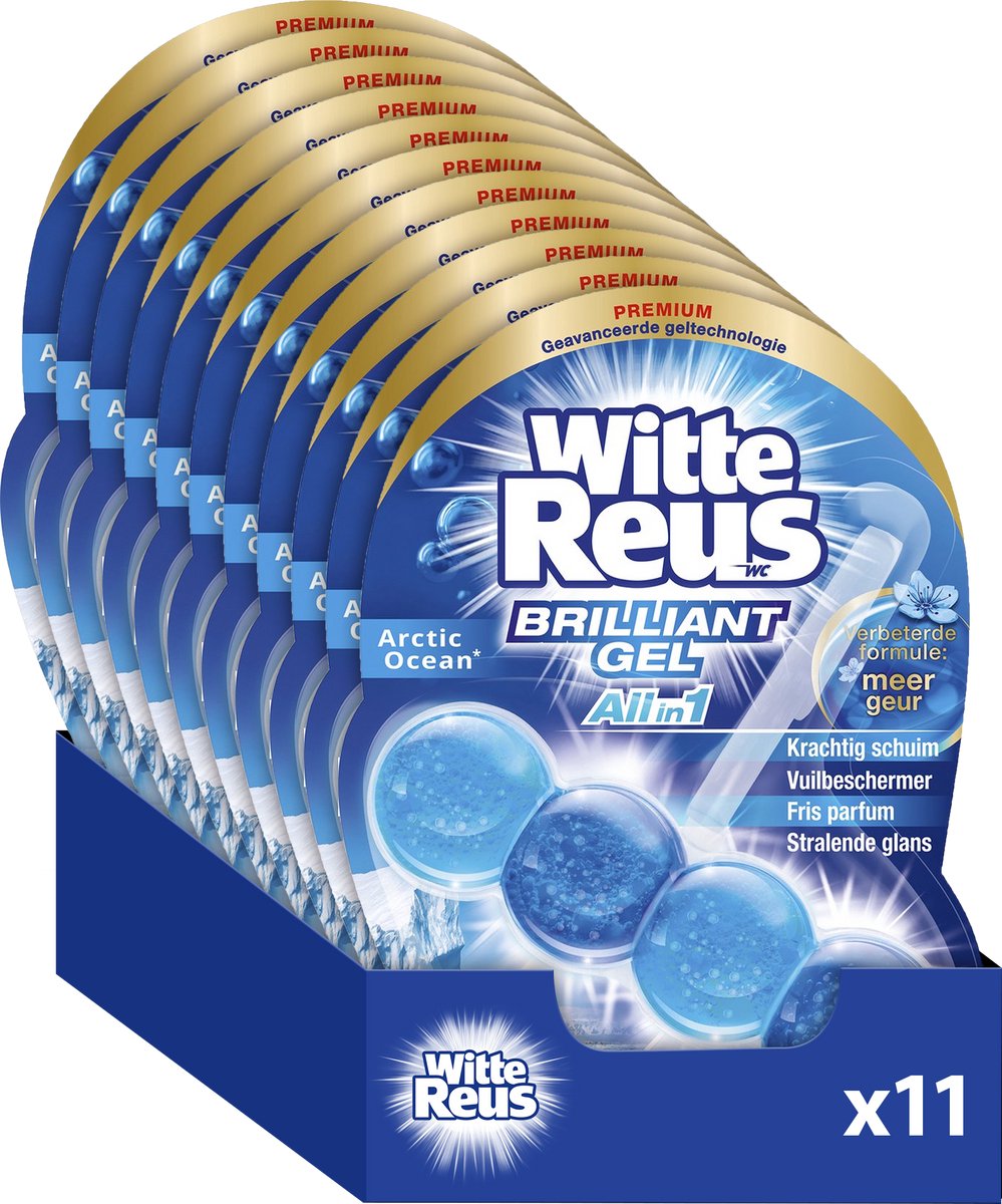 Witte Reus brilliant gel allin1 arctic ocean toiletblok 50g - wc blokjes - voordeelverpakking - 11 stuks