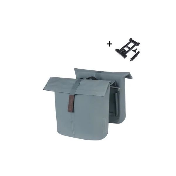 BASIL Dubbele fietstas city mik 28-32 liter - graphite blue