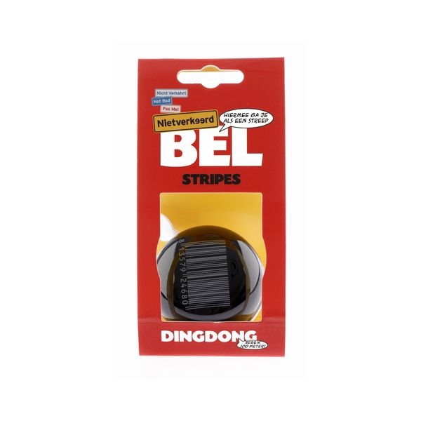Nv ding dong bel 60mm stipes zwart met barcode kaart