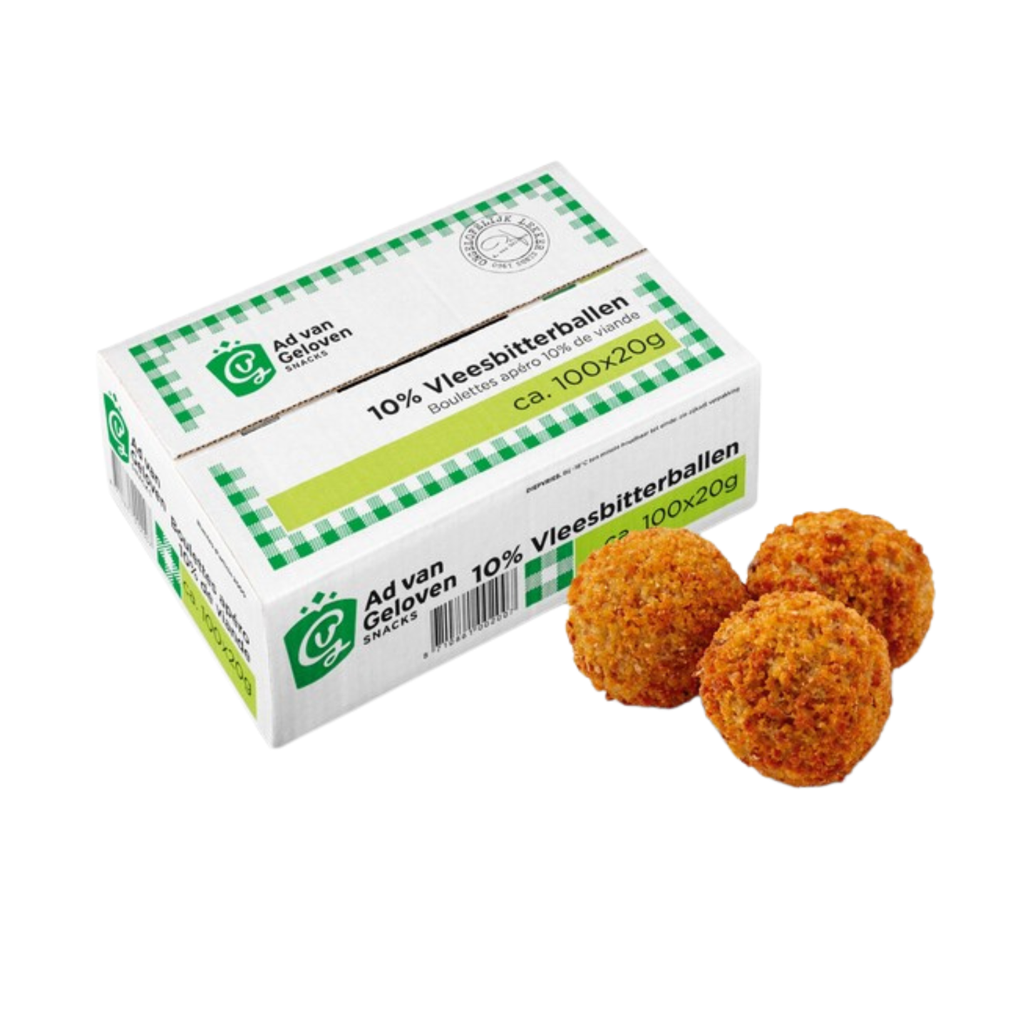 Ad Van Geloven vleesbitterbal 10% (100x 20 gr)