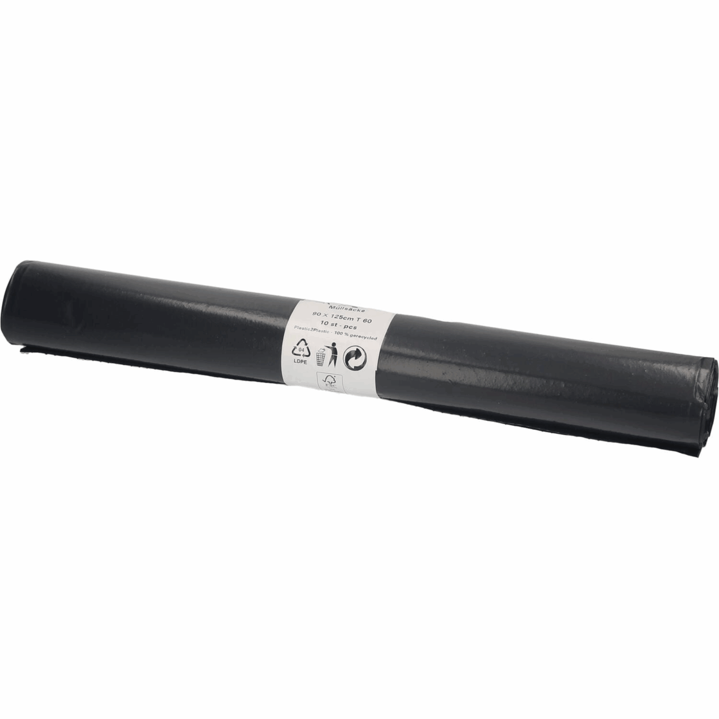 Afvalzak zwart 90x125 cm T60 rol (10 stuks)