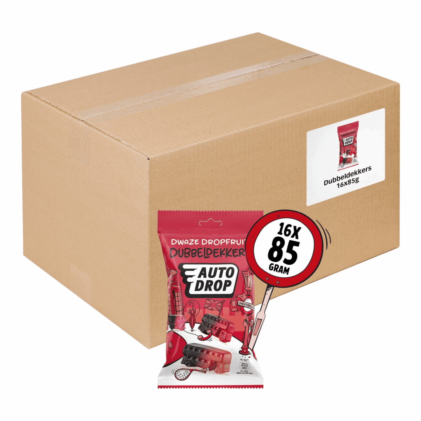Autodrop snackpack dubbeldekkers (16x 85gr)