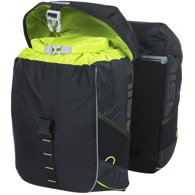 BASIL Dubbele fietstas miles 34 liter 13 x 26 x 35 cm (2x) - zwart lime