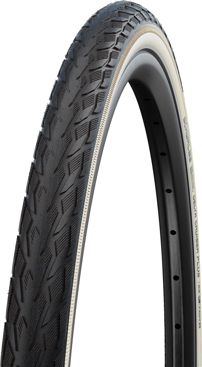 Schwalbe buitenband delta cruiser plus 28-622 zwart wit refl