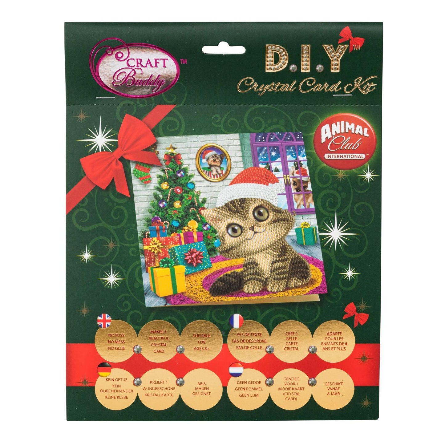 Brandunit Diamond painting - kerstkaart van een kitten