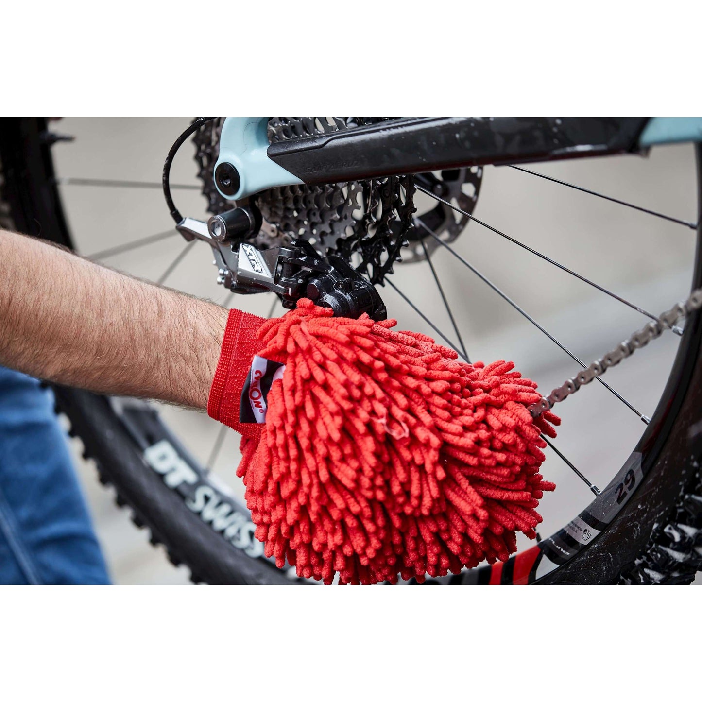 washandschoen microvezel rood