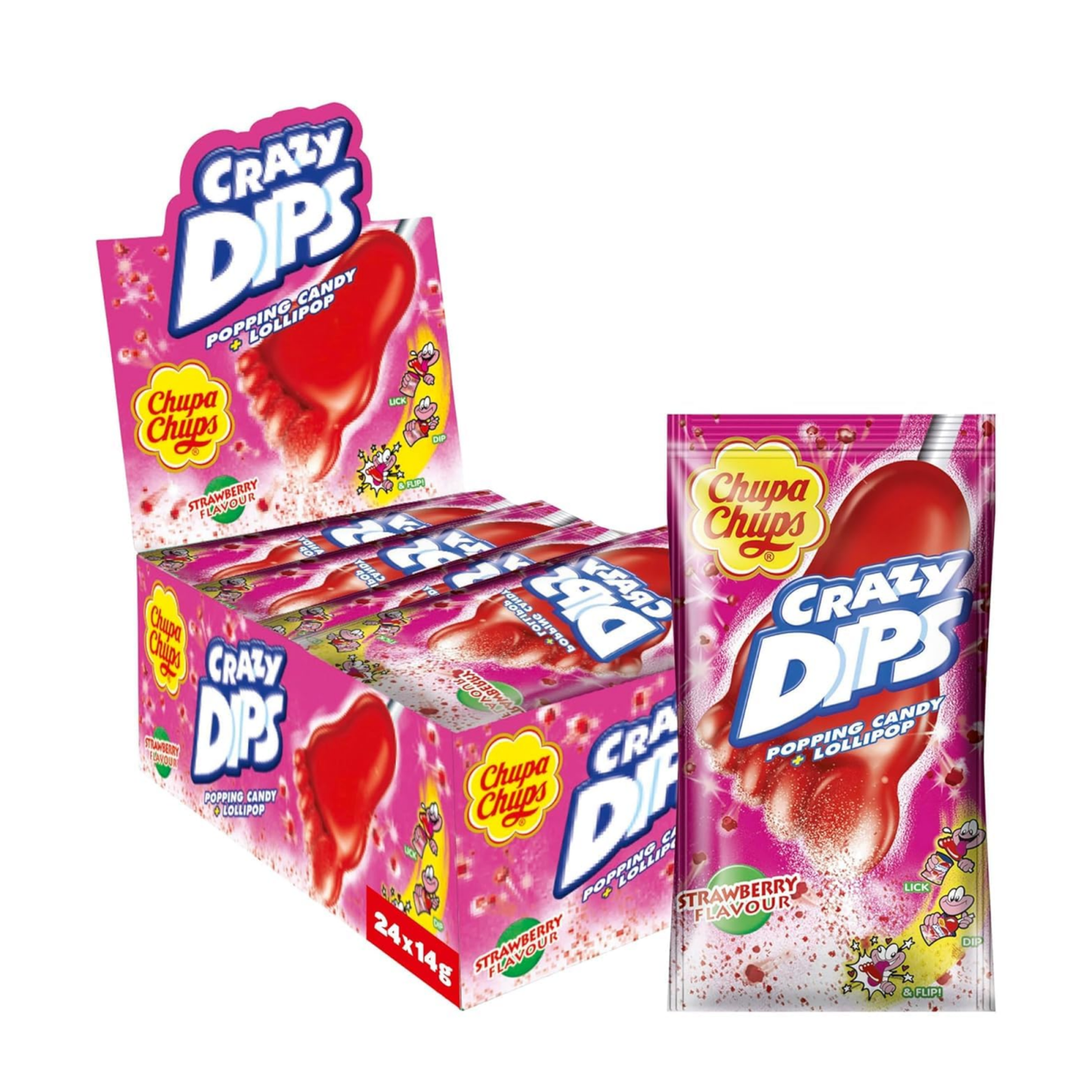 Chupa Chups Chupa crazy dips strawberry (24x 14gr)