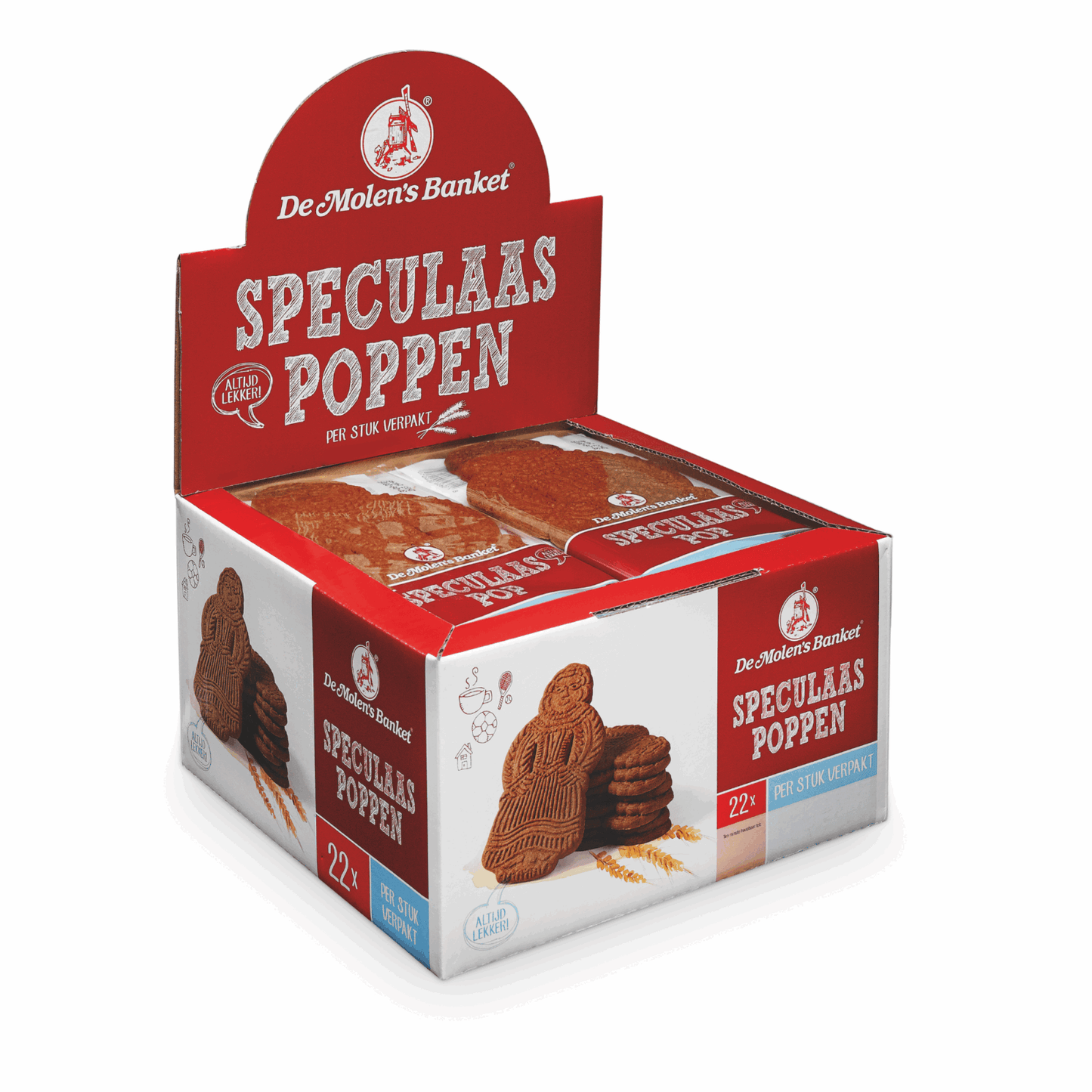 De Molen speculaaspop verpakt (22x 50gr) op=op