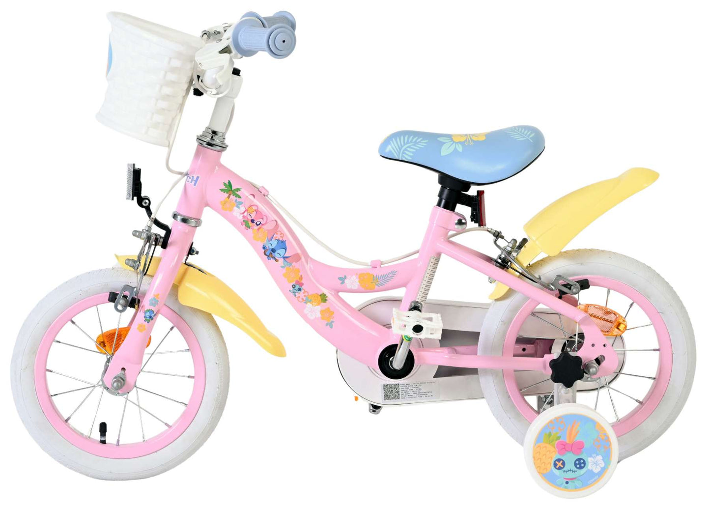 Stich Disney stitch kinderfiets - meisjes - 12 inch - twee handremmen - roze