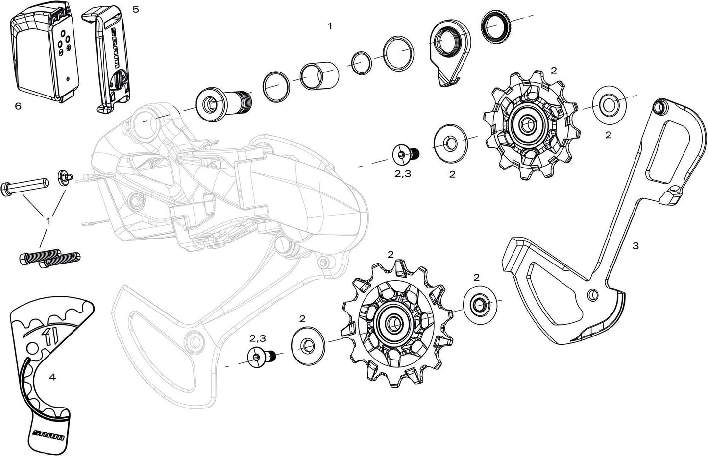 SRAM schaltwerk xx1 eagle axs rear derail. xx1 eagle axs 12sp 52 t.
